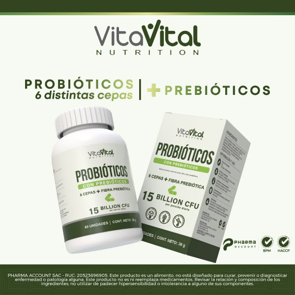 VitaVital Nutrition Probi&oacute;ticos + prebi&oacute;ticos - Frasco 60 UN, , large image number null