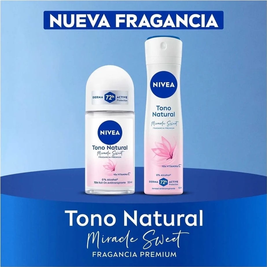 Nivea Deo Mujer Roll Tono Natural Miracle Sweet 72Hrs - Frasco 50 ML, , large image number null