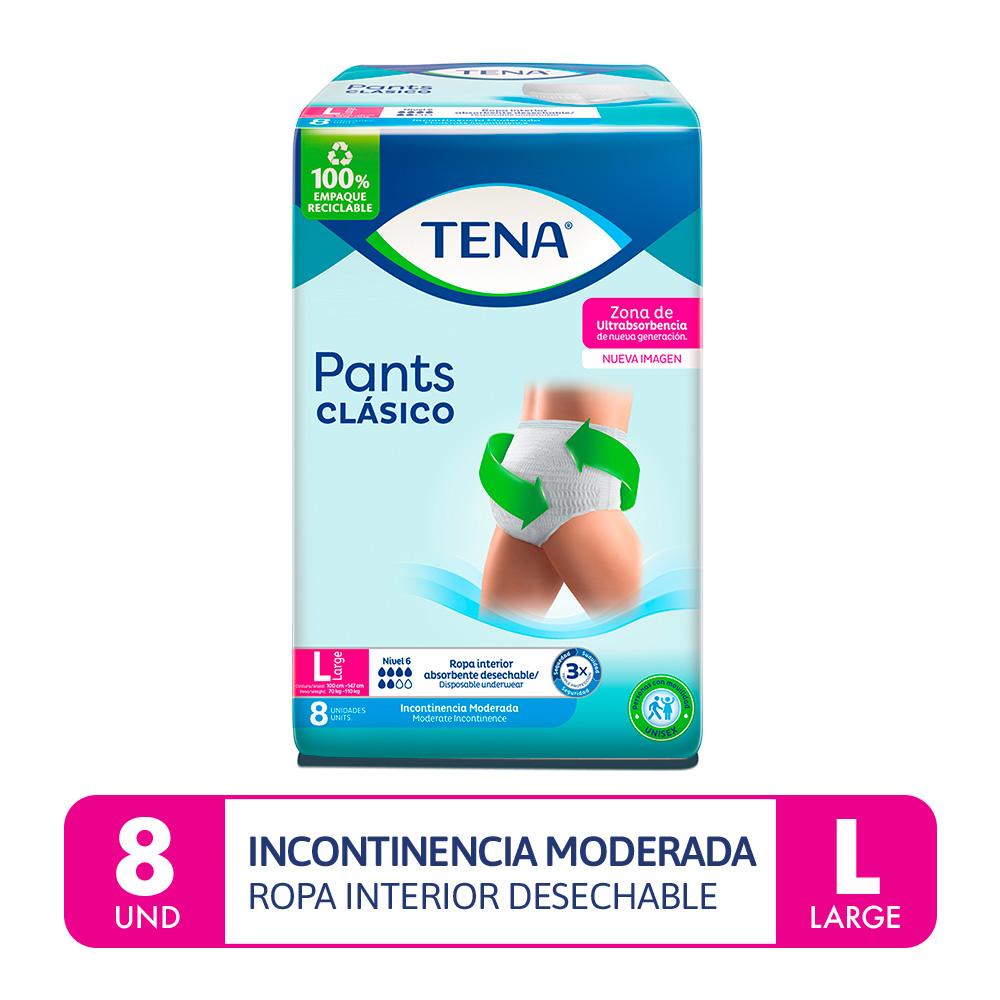 Tena Pants Cl&aacute;sico Talla L - Bolsa 8 UN, , large image number null