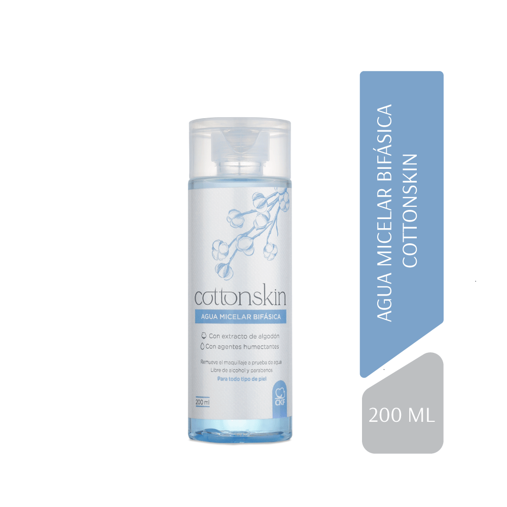 CottonSkin Agua Micelar Bif&aacute;sica - Frasco 200ML, , large image number null