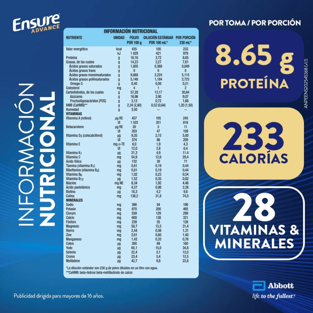 Ensure Advance Sabor Vainilla - Lata 400 G, , large image number null