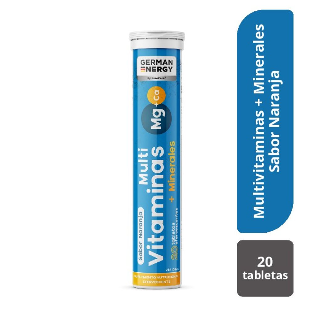Multivitaminas + Minerales German Energy Sabor Naranja - Tubo 20 UN, , large image number null