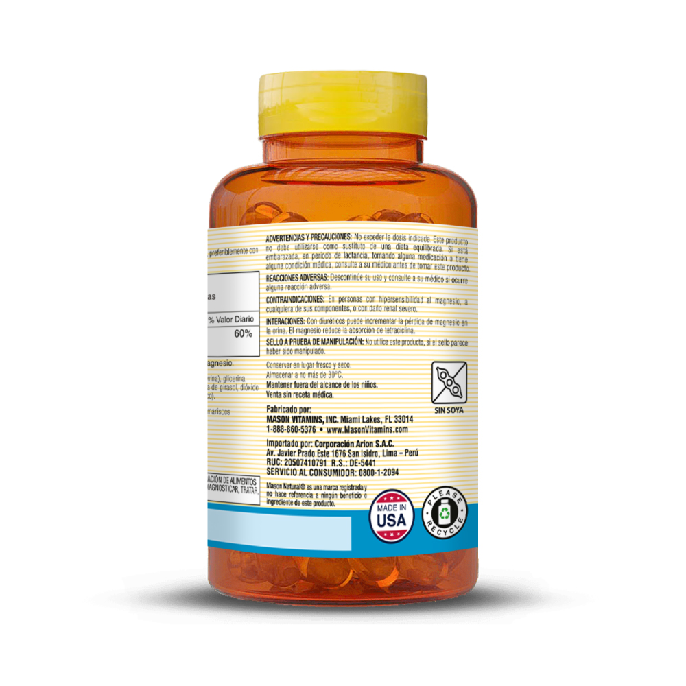 Magnesio Glicinato 250 MG C&aacute;psulas Blandas - Frasco 60 UN, , large image number null