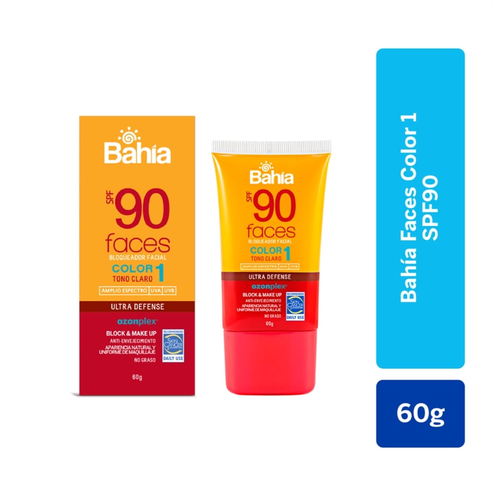 Bloqueador Bahia Faces Color 1 SPF90 - Frasco 60 ML, , large image number null
