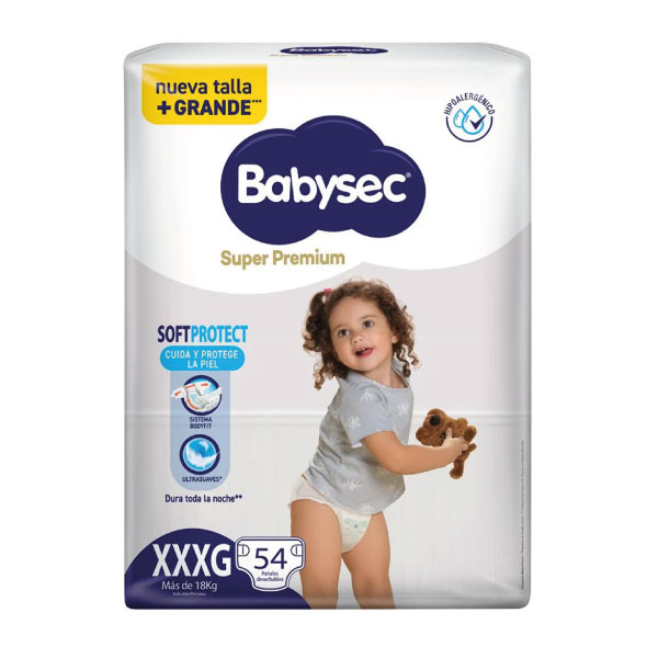 Pa&ntilde;al Babysec S&uacute;per Premium Packet&oacute;n talla XXXG - Bolsa 54 UN, , large image number null