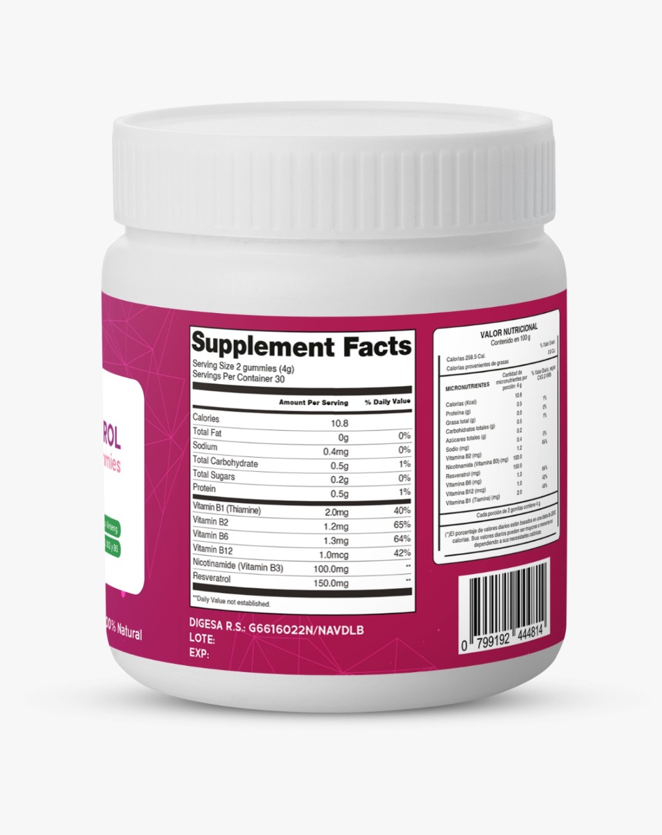 NAD+ Resveratrol Gomitas - Frasco 60 UN, , large image number null