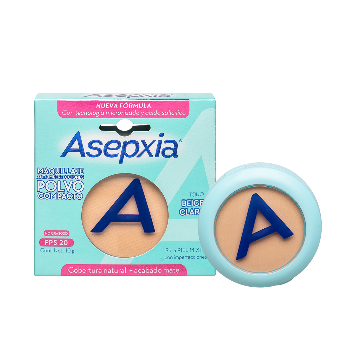 Maquillaje en Polvo Asepxia Beige FPS20 - Unidad 1 UN, , large image number null