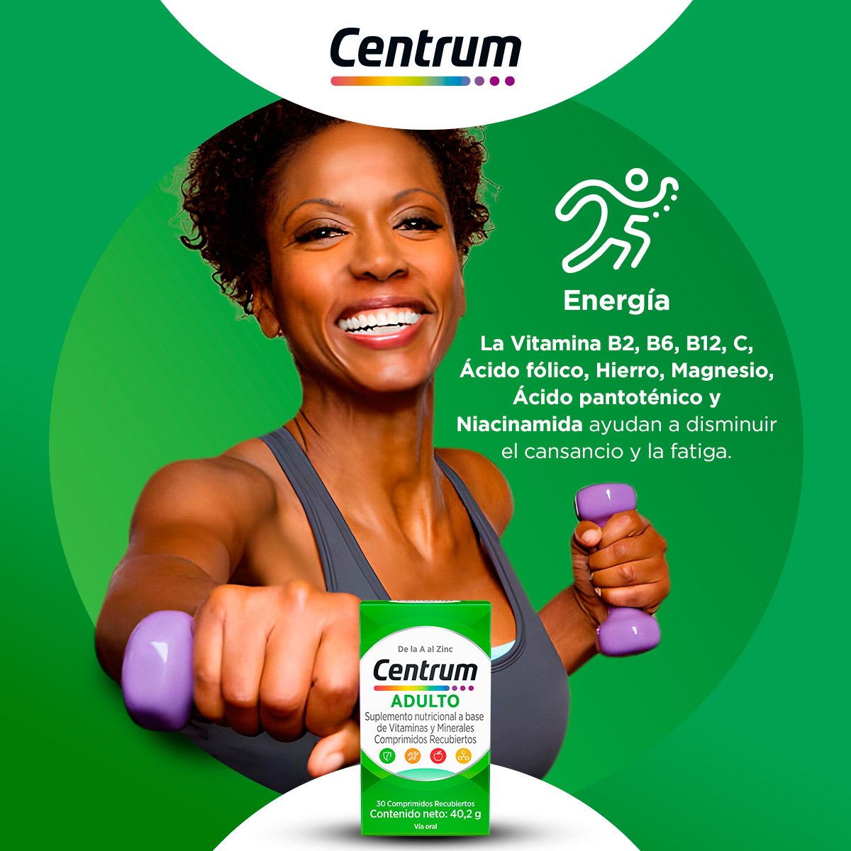 Suplemento Nutricional Centrum  Adulto - Frasco 30 UN, , large image number null