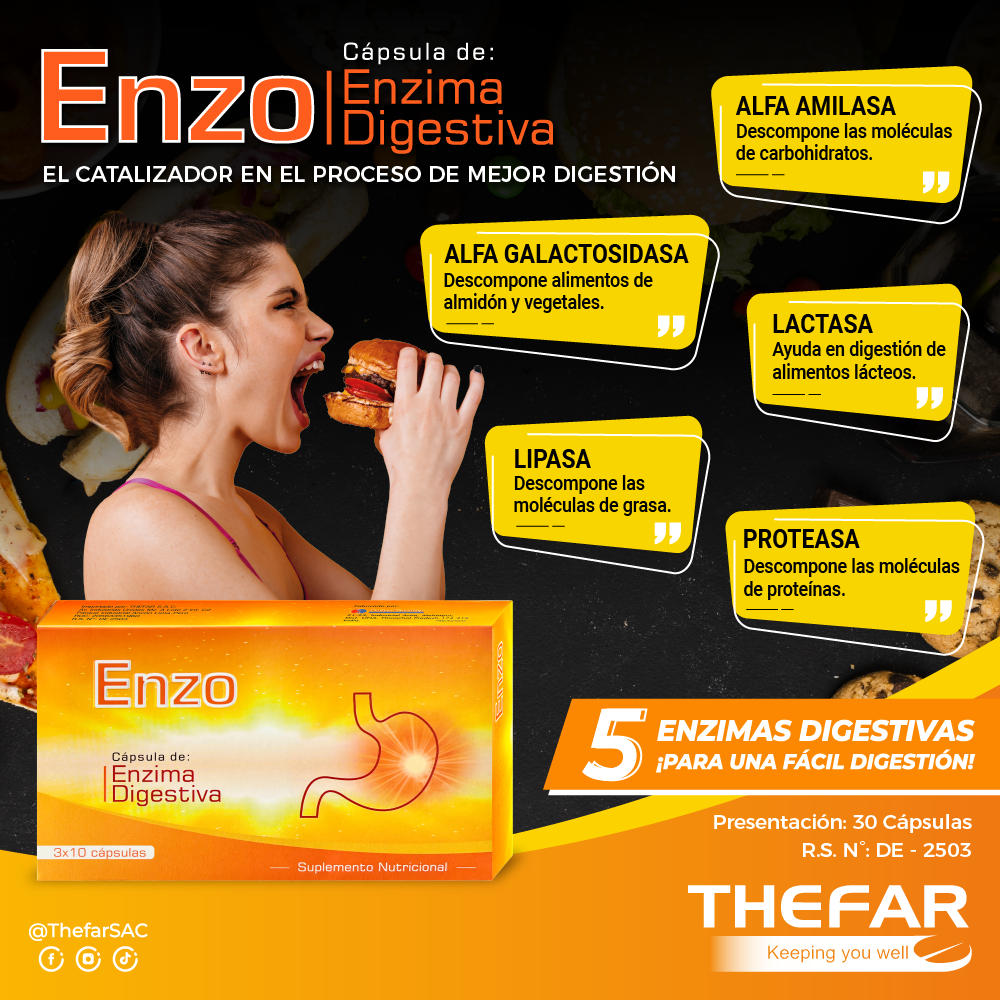 Enzo C&aacute;psulas De Enzimas Digestivas - Caja 30 UN, , large image number null