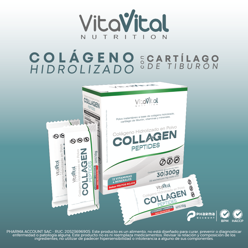 Vita Vital Colageno Hidrolizado En Polvo Collagen Peptides - Caja 30 UN, , large image number null