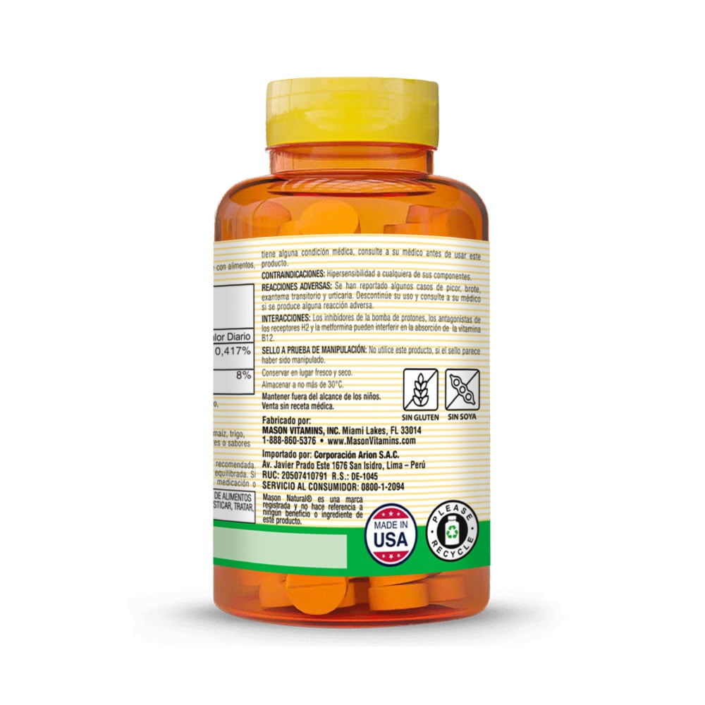 Vitamina B-12 250 MCG - Frasco 100 UN, , large image number null