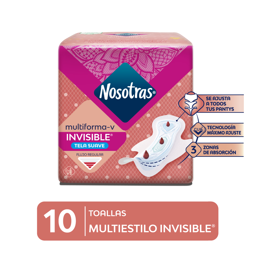 Toallas Higi&eacute;nicas Nosotras Invisible Multiestilo - Bolsa 10 UN, , large image number null
