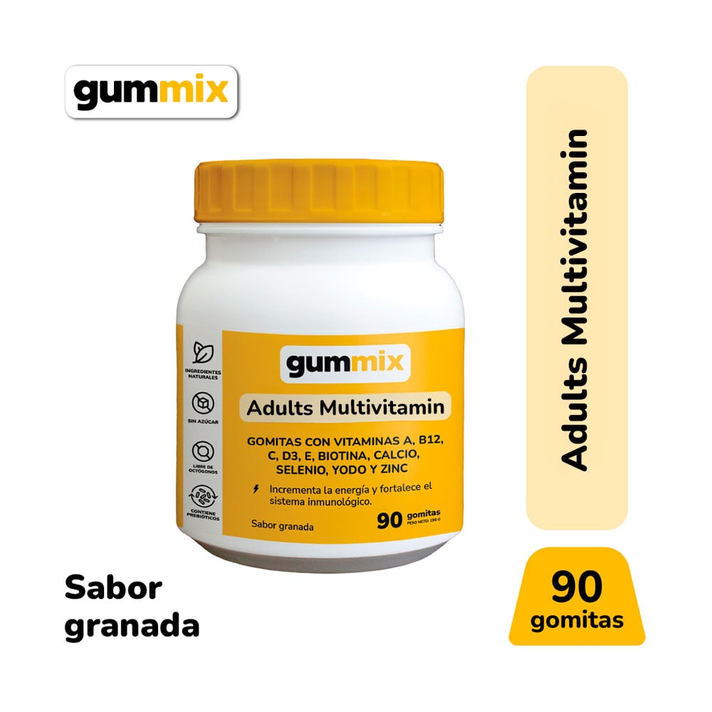 Gummix Gomitas Energia Multivitaminico + Energia Para Adultos - Frasco 90 UN, , large image number null