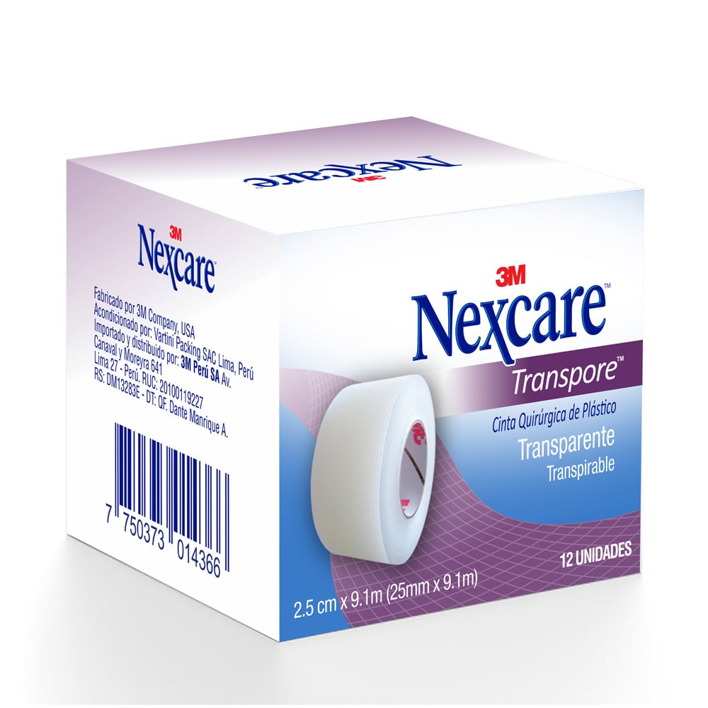 Nexcare Cinta Quirurgica Transpore 2.5 CM x 9.1M - Unidad 1 UN, , large image number null