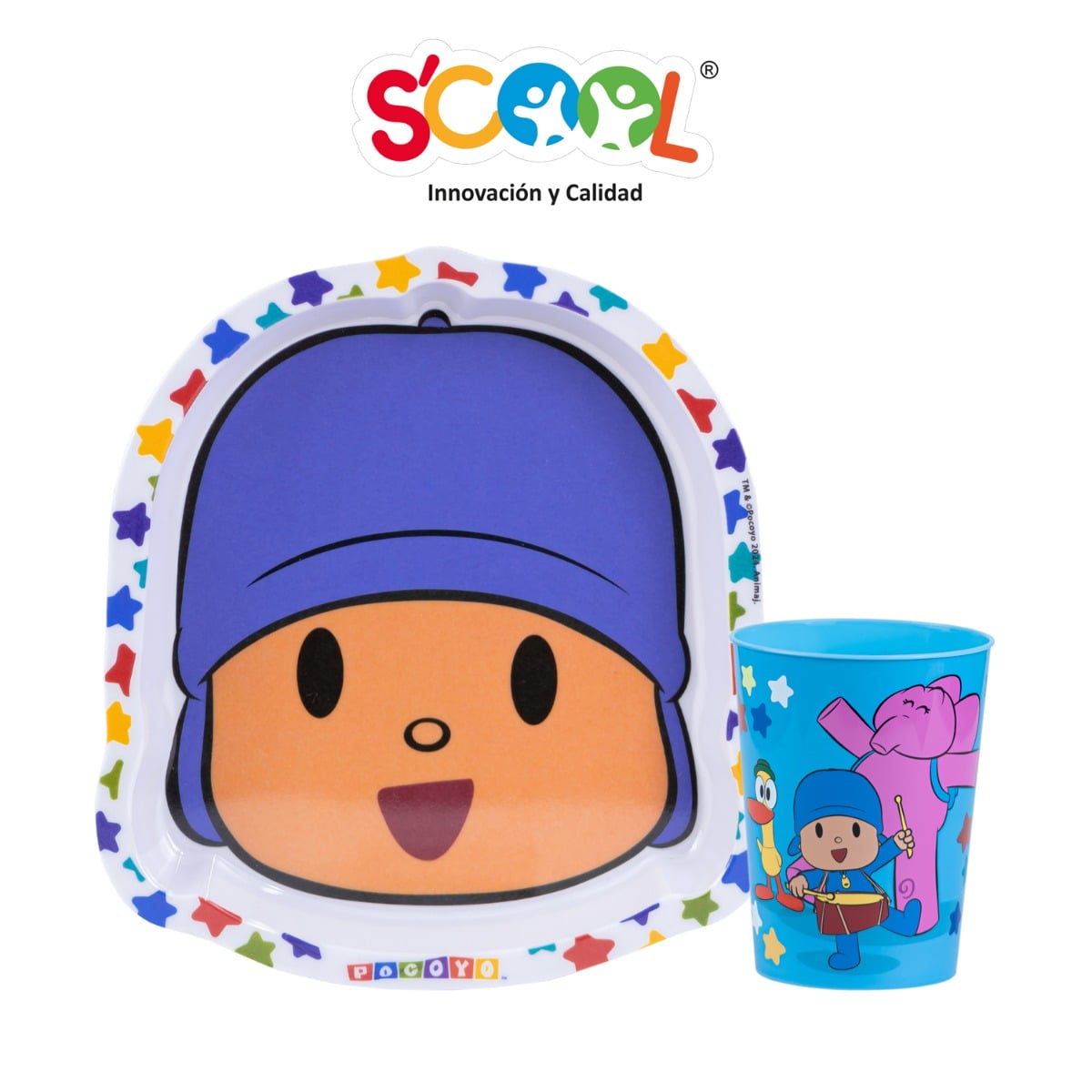 Set Plato & Vaso de Pocoyo Scool - 1 UN, , large image number null