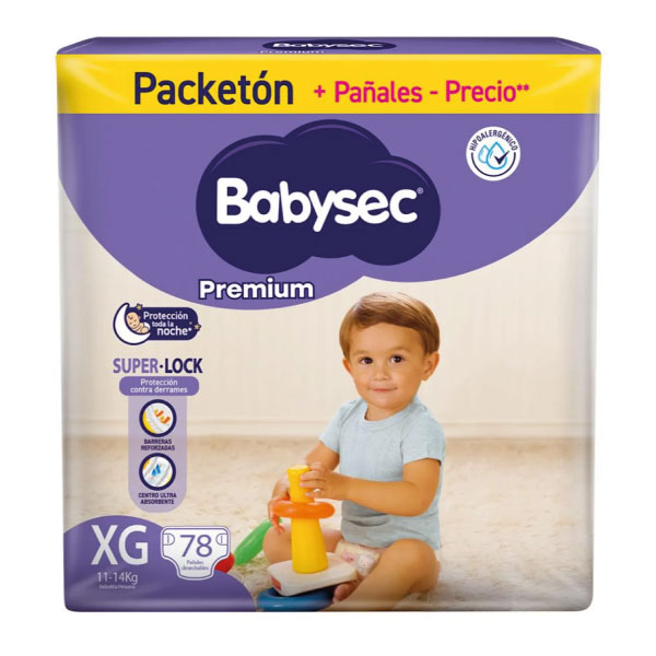 Pa&ntilde;al Babysec Premium Packet&oacute;n talla XG - Bolsa 78 UN, , large image number null