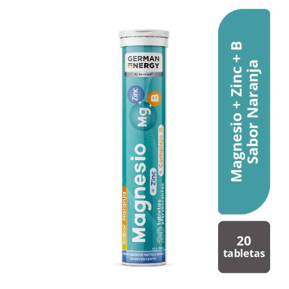 Magnesio + Zinc + Complejo B German Energy Sabor Naranja - Tubo 20 UN, , large image number null
