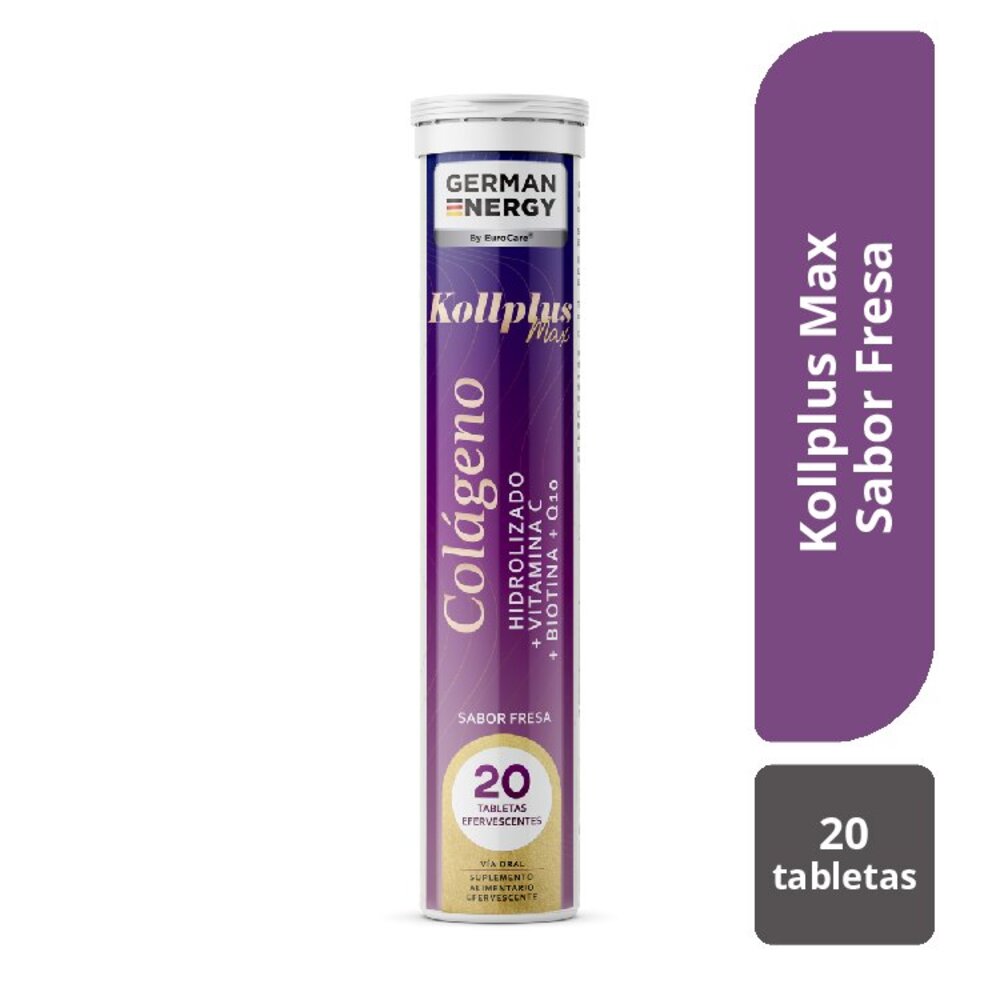 Kollplus Max Col&aacute;geno German Energy Sabor Fresa - Tubo 20 UN, , large image number null
