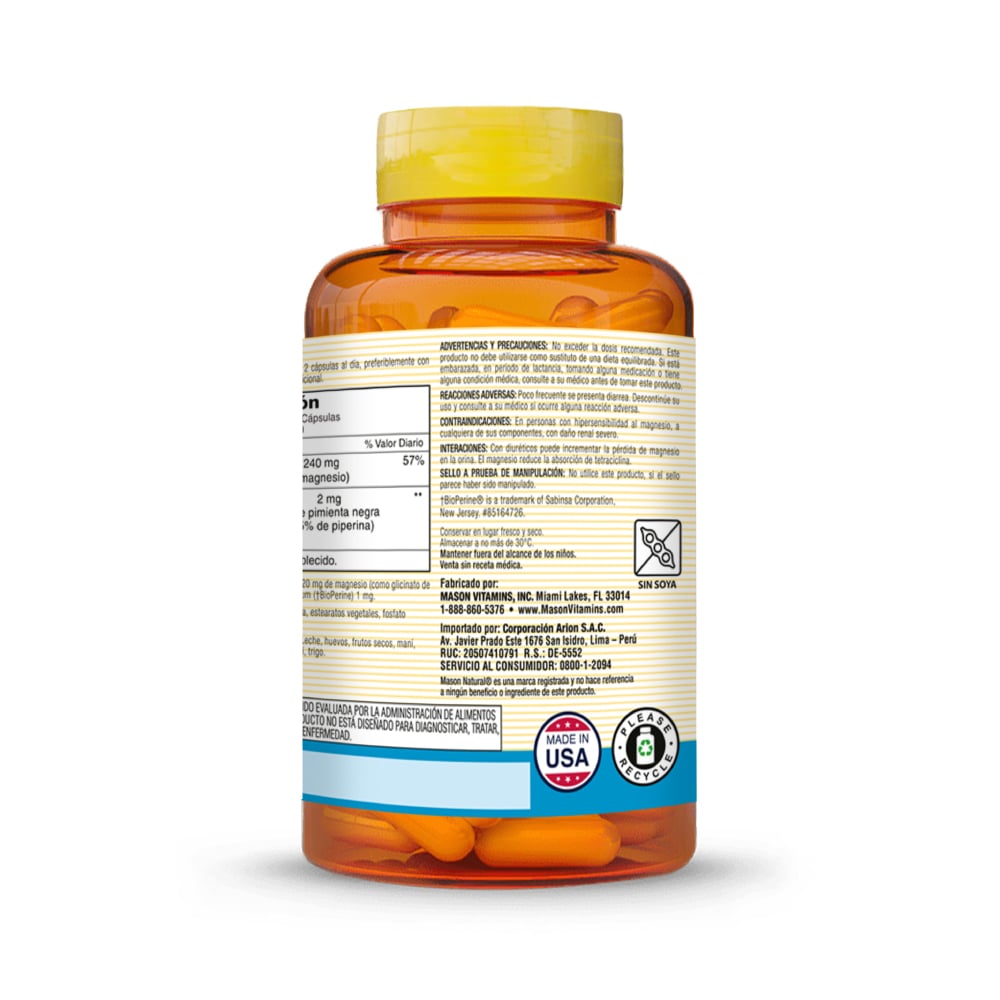 Magnesio Glicinato Plus C&aacute;psulas - Frasco 60 UN, , large image number null