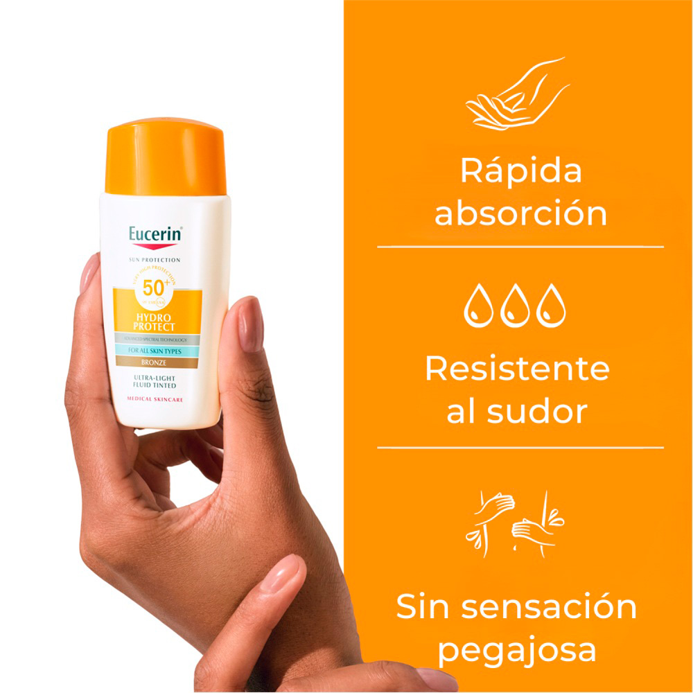 Eucerin Sun Hydro-Fluid Tono Oscuro FPS 50+ - Frasco 50 ML, , large image number null