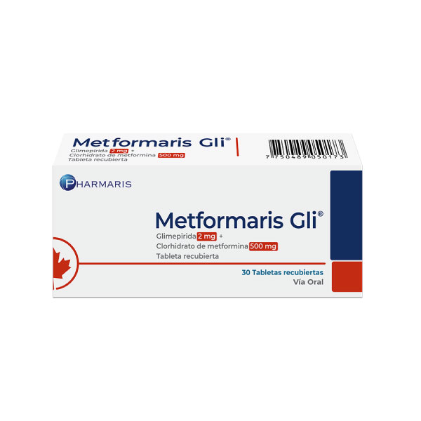 Metformaris Gli 2mg + 500mg - Caja 30 UN, , large image number null
