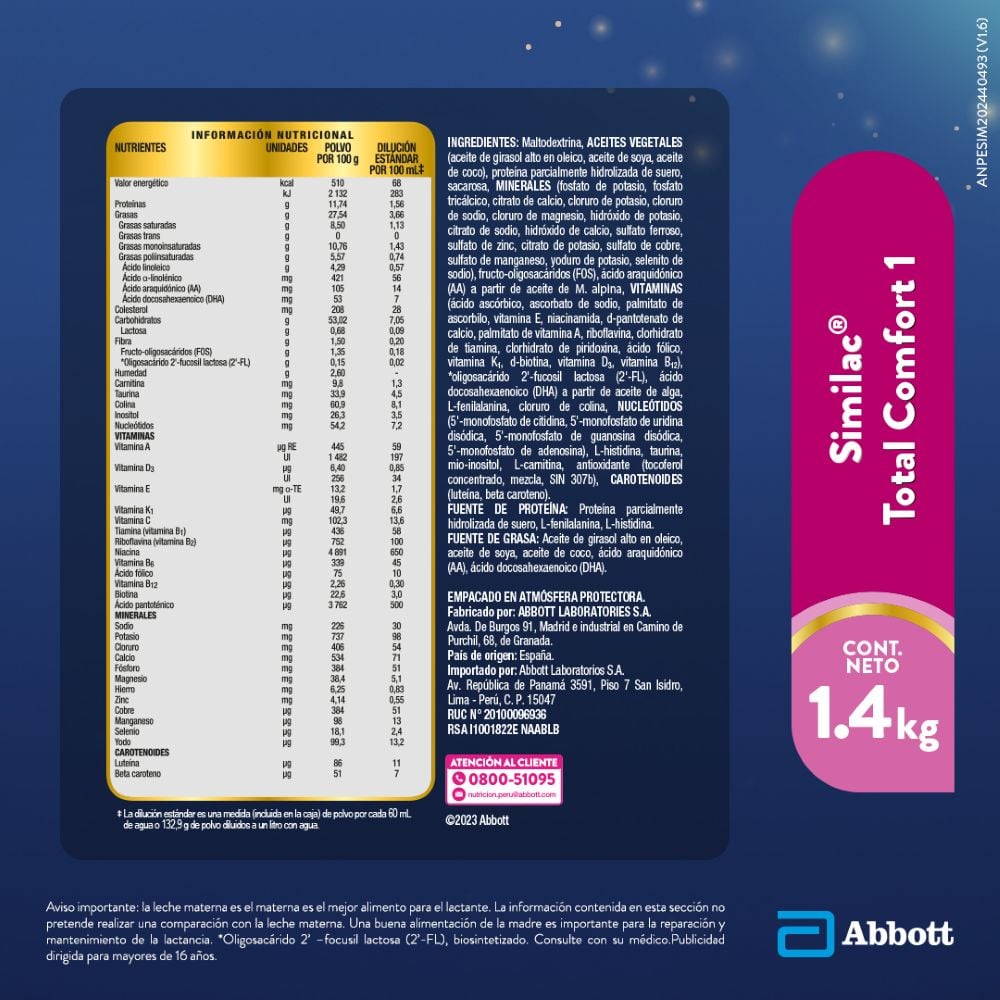 Similac Total Comfort 0-12 - Caja 1.4 KG, , large image number null
