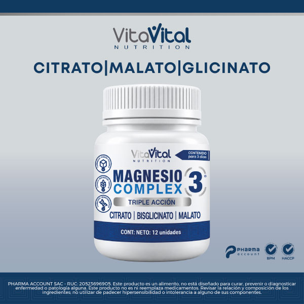 VitaVital Nutrition Magnesio Complex 3 - Frasco 12 UN, , large image number null