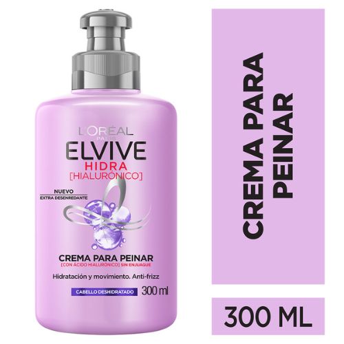 Crema Para Peinar Elvive Hidra Hialur&oacute;nico - Frasco 300 Ml, , large image number null