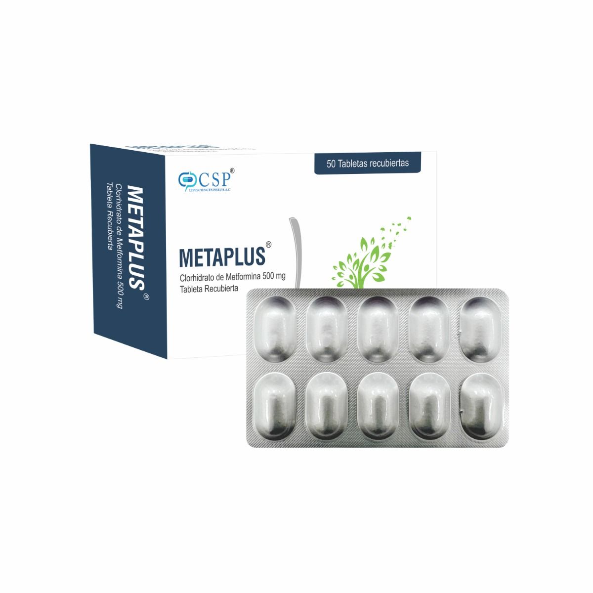 Metaplus 500 Mg Tableta Recubierta - Caja 50 UN, , large image number null