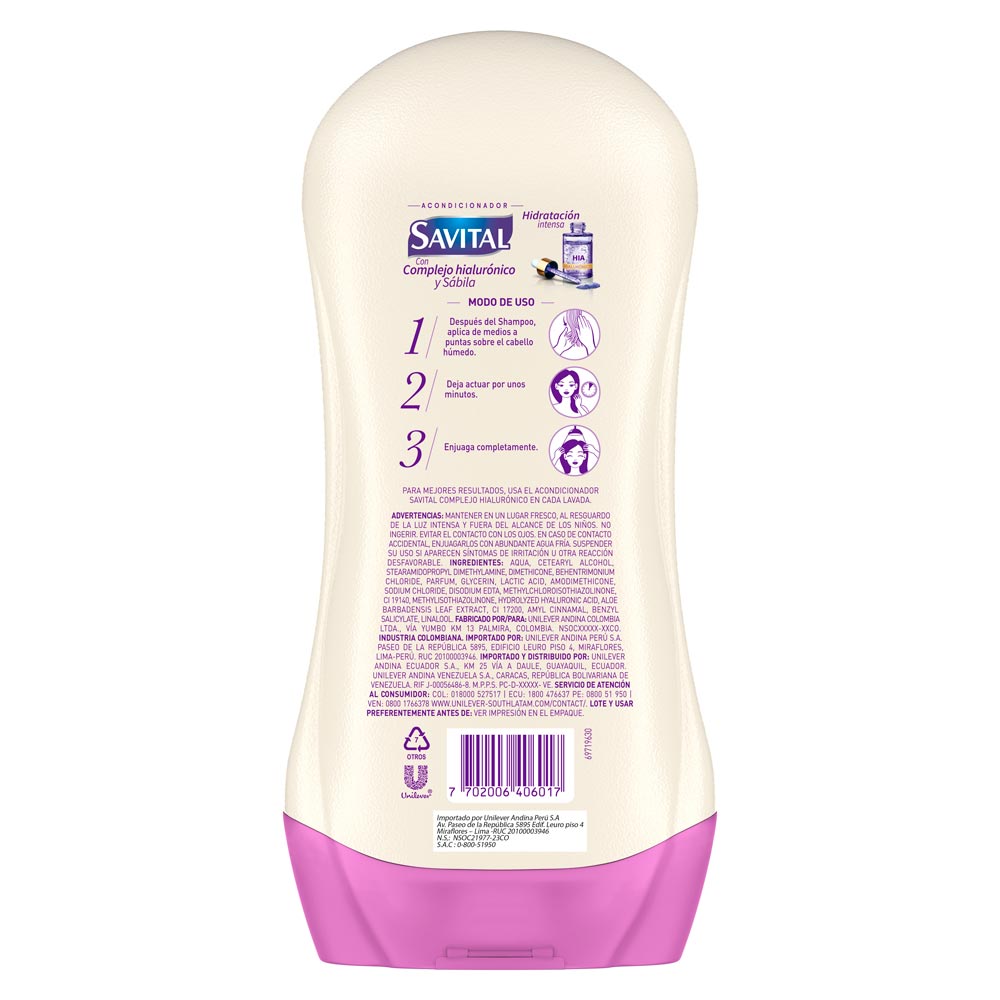 Savital Acondicionador Complejo Hialur&oacute;nico y S&aacute;bila - Frasco 490 ML, , large image number null