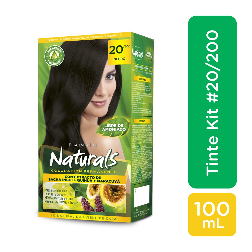 Kit Tinte para Cabello Naturals #20/200 Negro  - Caja 100ML, , large image number null