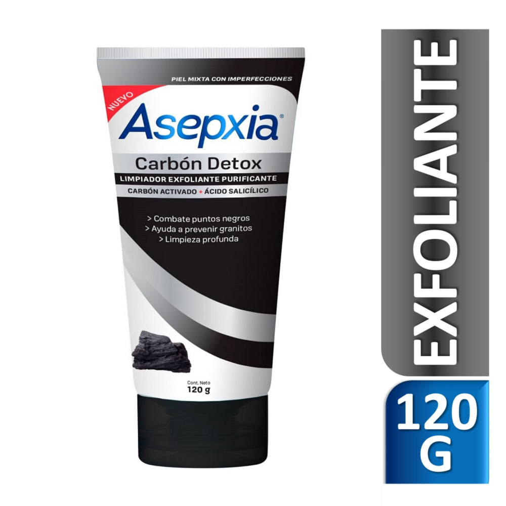 Crema Asepxia Carb&oacute;n Detox Exfoliante - Tubo 120 G, , large image number null