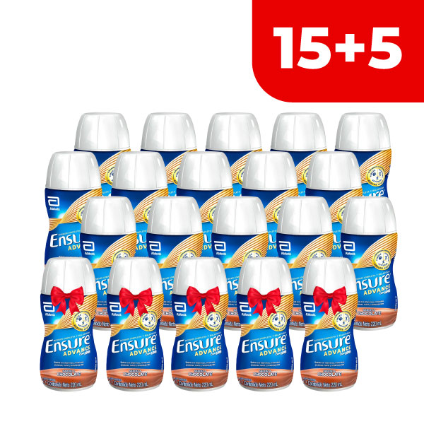 Pack 20 Ensure Advance L&iacute;quido Chocolate - Frasco 220 ML, , large image number null