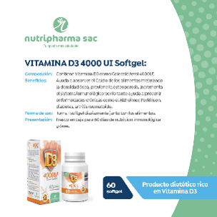 Vitamina D3 4000 UI Capsulas Blandas Nutripharma - Frasco 60 UN, , large image number null