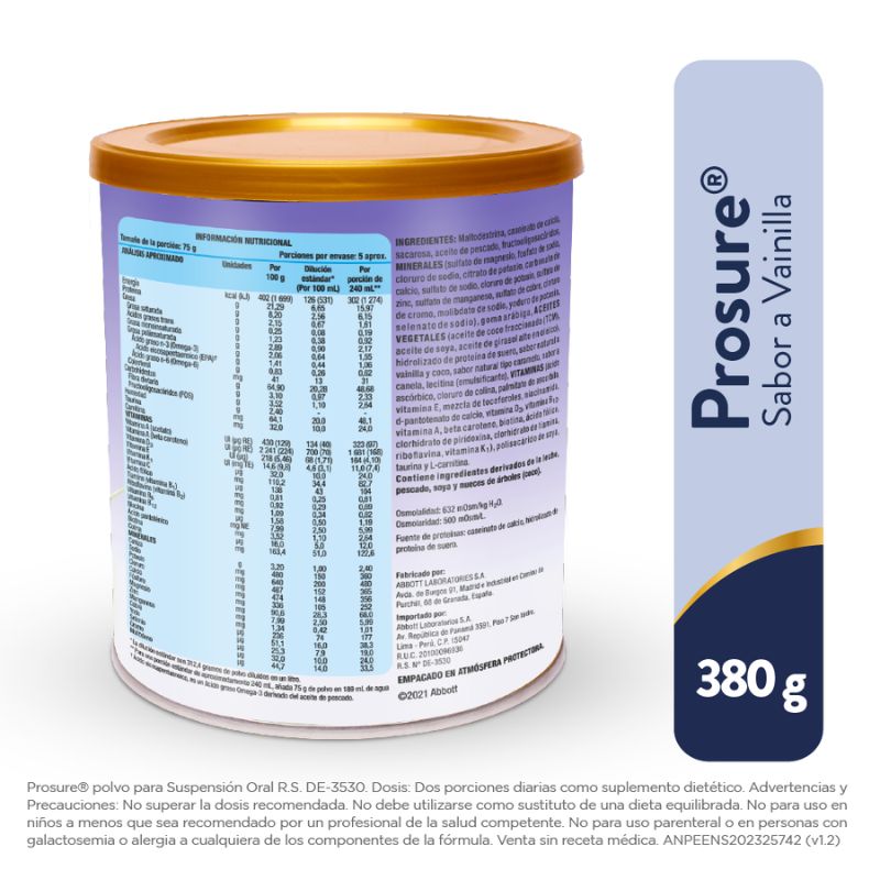 Prosure Polvo Vainilla - Lata 380 G, , large image number null