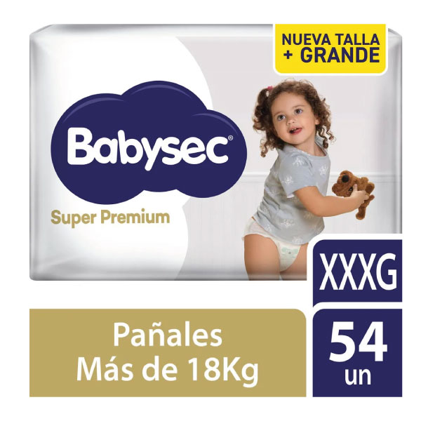 Pa&ntilde;al Babysec S&uacute;per Premium Packet&oacute;n talla XXXG - Bolsa 54 UN, , large image number null
