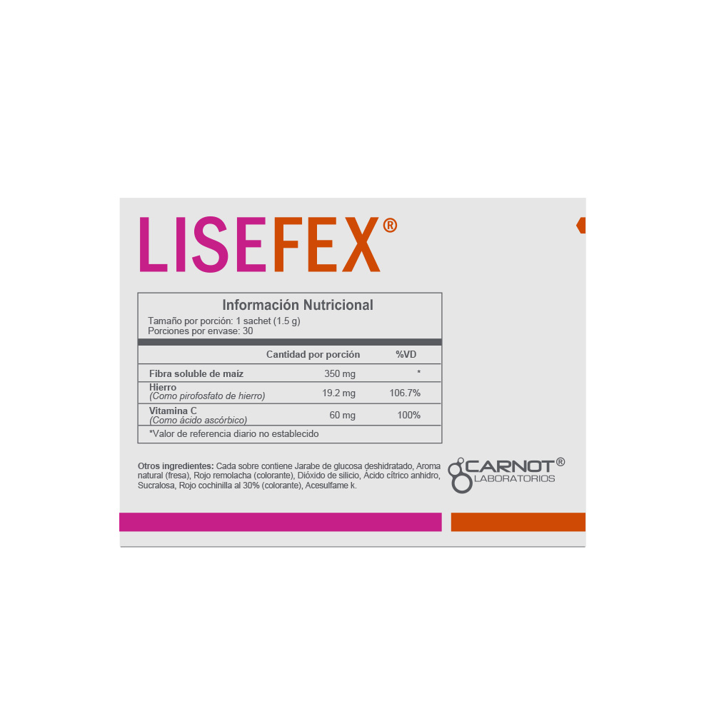 Lisefex Hierro Y Vitamina C Sobres - Caja 30 UN, , large image number null