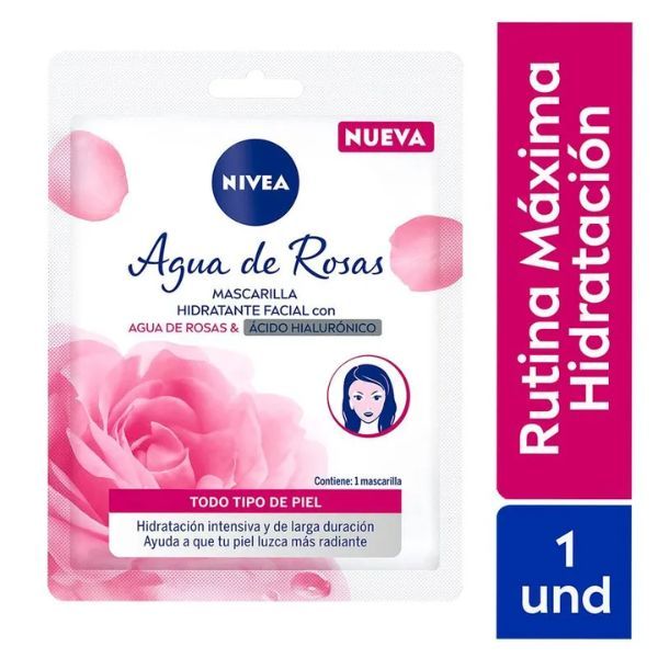 Nivea Mascarilla Hidratante Facial Roses - Bolsa 1 UN, , large image number null