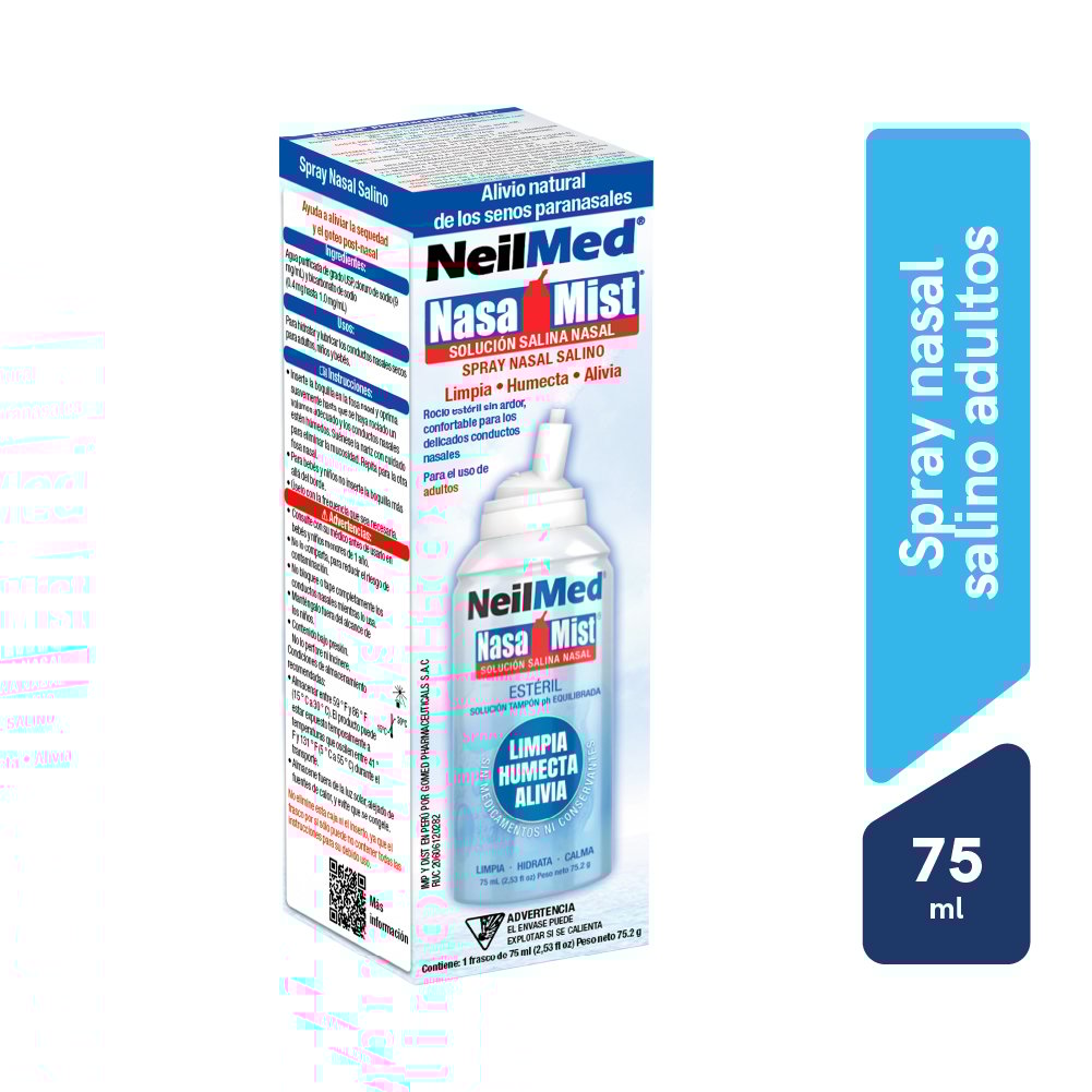 Soluci&oacute;n Salina Nasal Spray NeilMed NasaMist - Frasco 75 ML, , large image number null