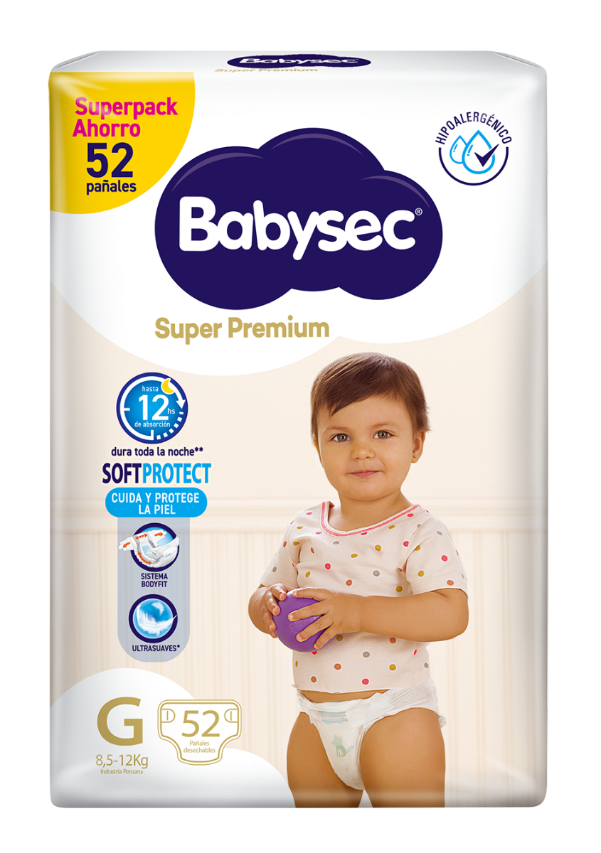 Pa&ntilde;al Babysec Super Premium Talla G - Bolsa 52 UN, , large image number null