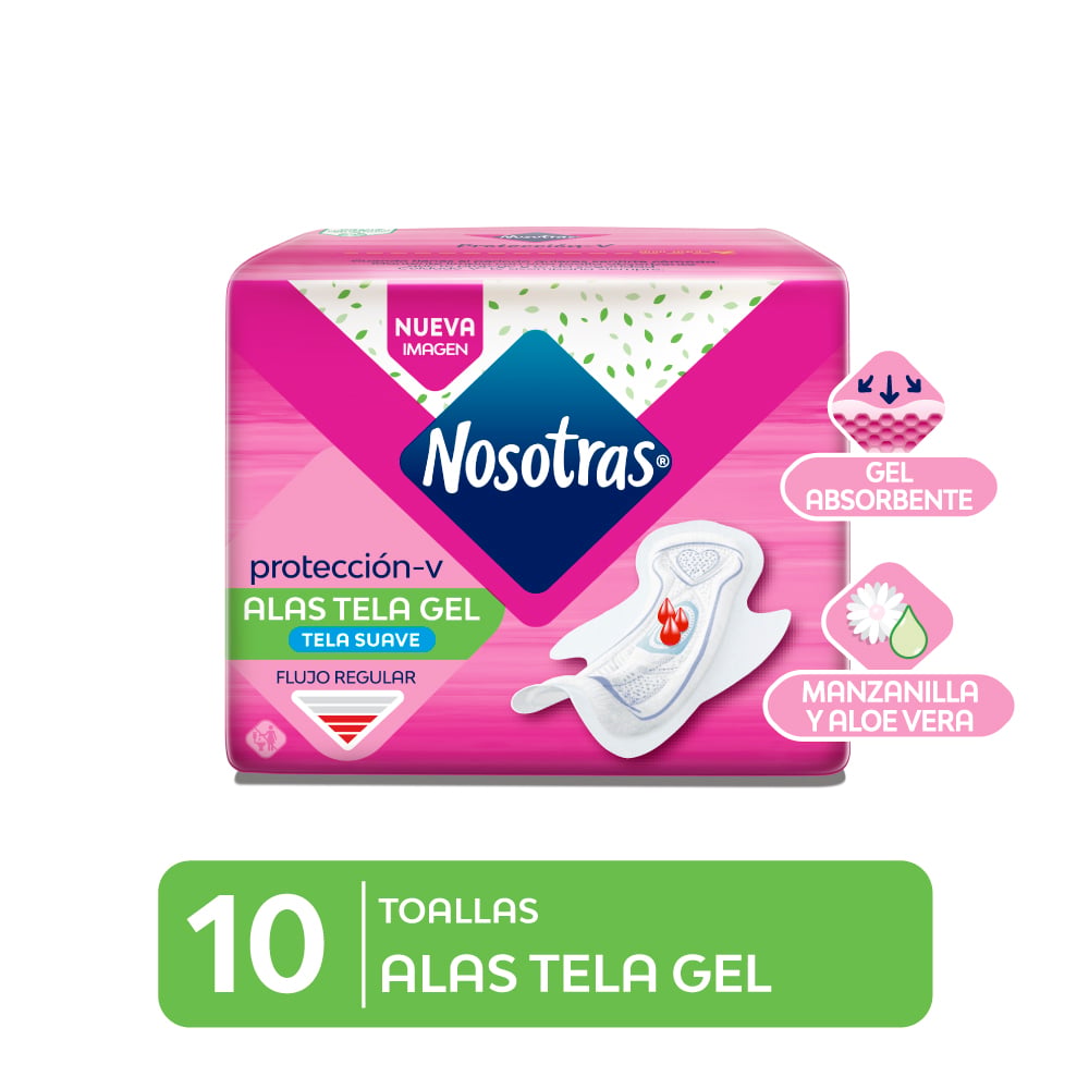 Toalla Higi&eacute;nica Nosotras Alas Tela Gel - Bolsa 10 UN, , large image number null