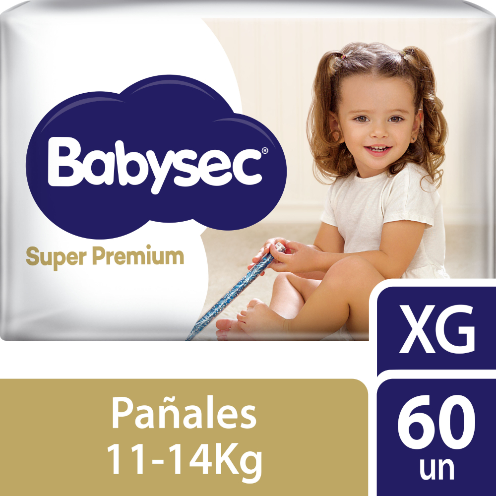 Pa&ntilde;al Babysec S&uacute;per Premium Talla XG - Bolsa 60 UN, , large image number null