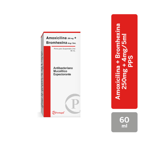 Amoxicilina + Bromhexina 250mg-4mg Polvo para Suspensi&oacute;n Oral - Frasco  60 ML, , large image number null