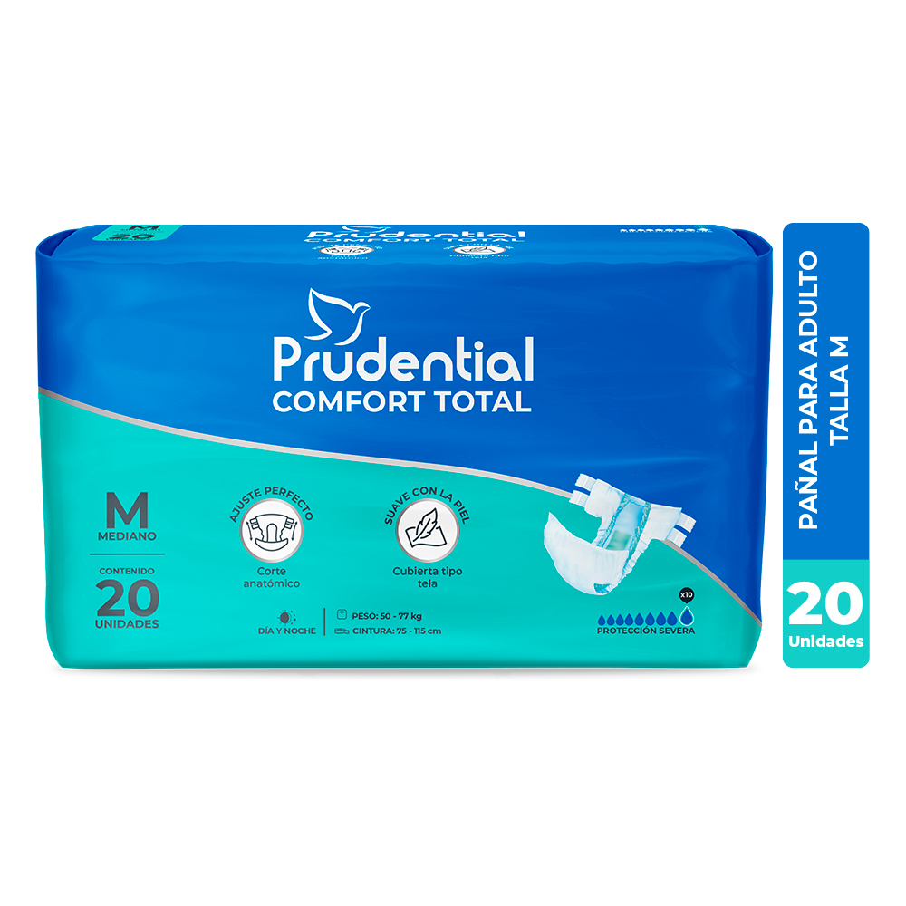 Pa&ntilde;al Prudential Confort Talla Total M - Bolsa 20 UN, , large image number null