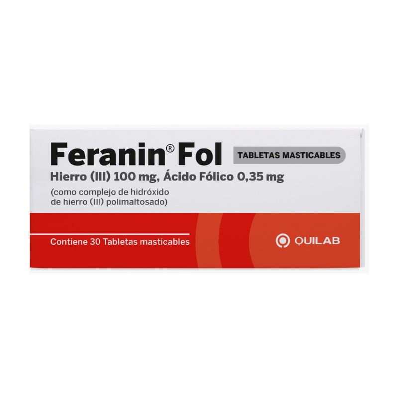 Feranin-Fol 100 Mg Tabletas Masticables - Caja 30 UN, , large image number null