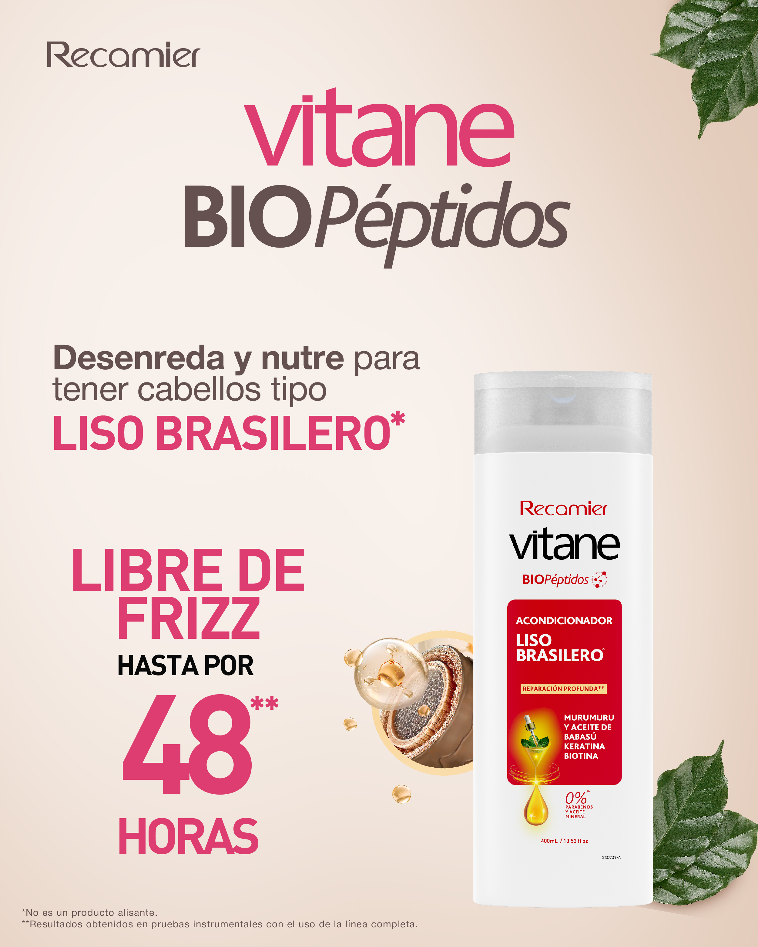 Vitane Acondicionador Liso Brasilero - Frasco 400 Ml, , large image number null