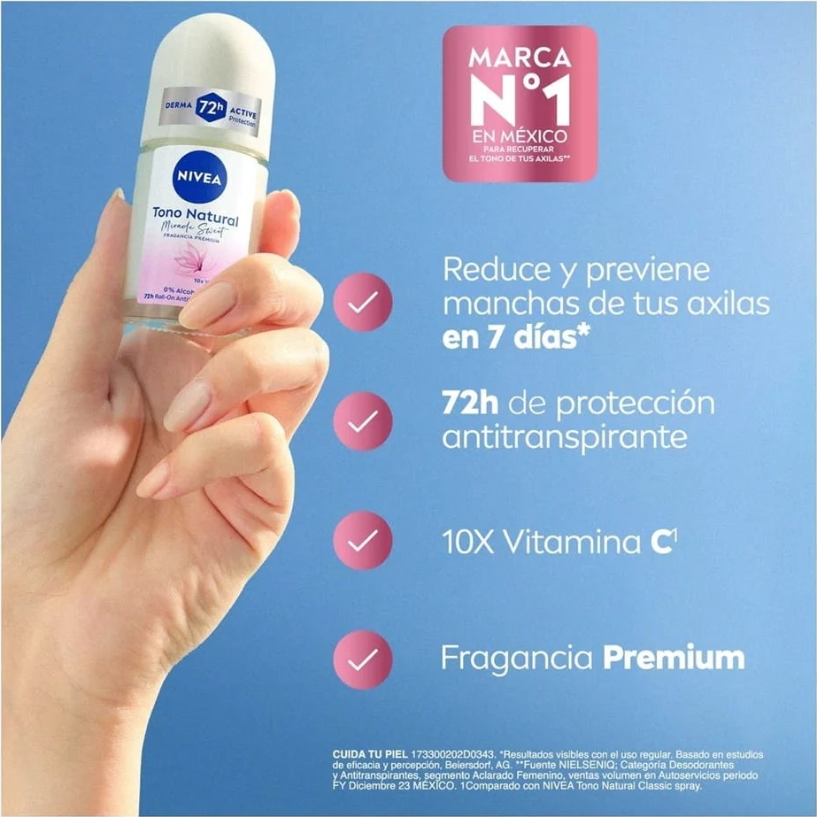 Nivea Deo Mujer Roll Tono Natural Miracle Sweet 72Hrs - Frasco 50 ML, , large image number null