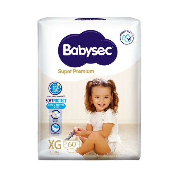 Pa&ntilde;al Babysec S&uacute;per Premium Talla XG - Bolsa 60 UN, , large image number null