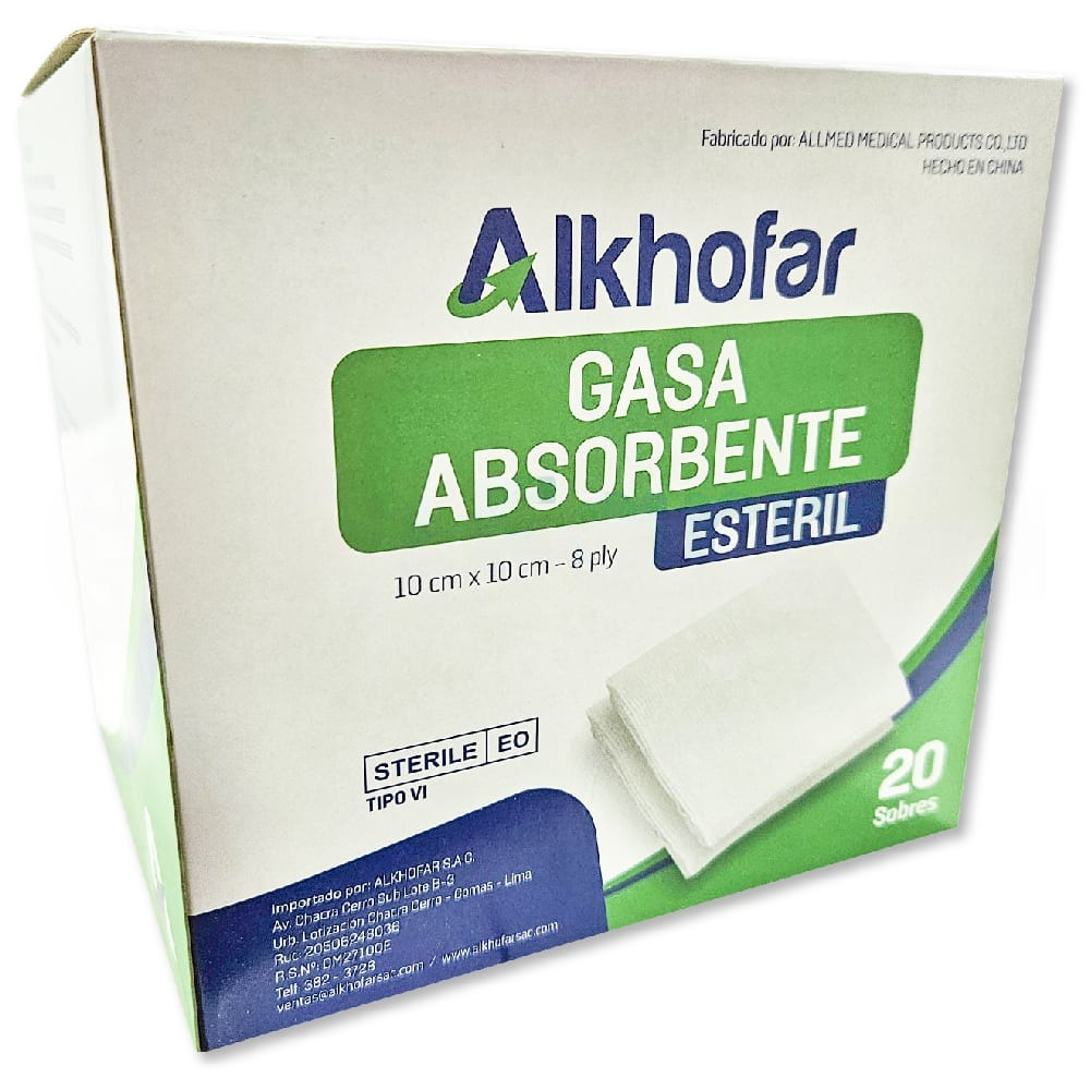 Gasa Est&eacute;ril 10 X 10 cm Alkhofar - Caja 20 UN, , large image number null