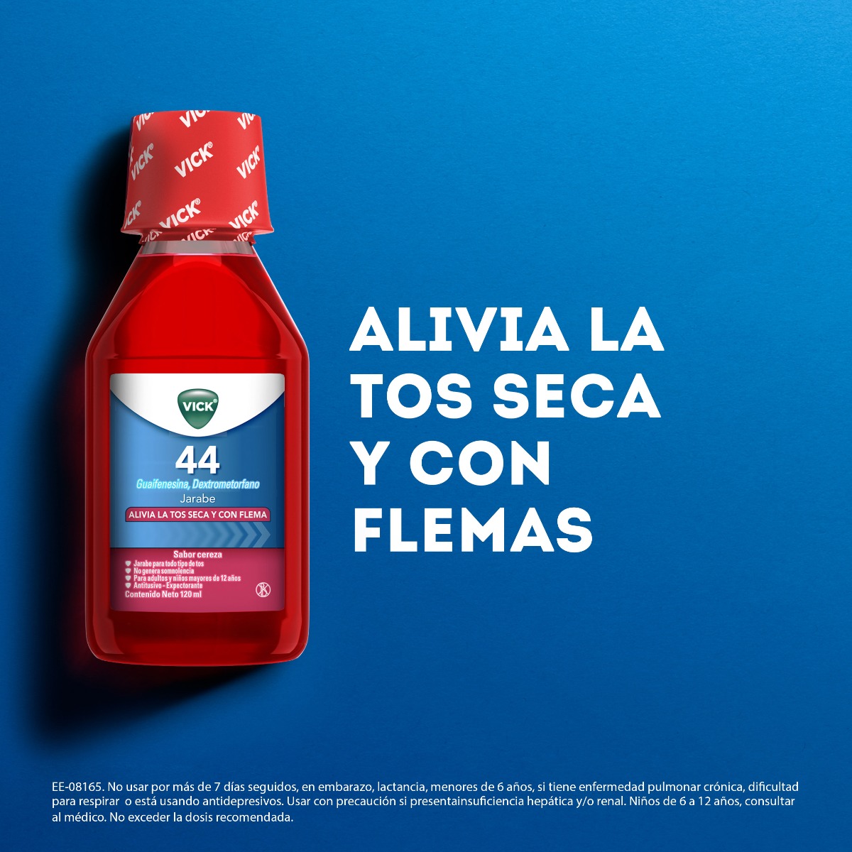 Vick 44 Jarabe Tos Seca Sabor Cereza - Frasco 120 ML, , large image number null